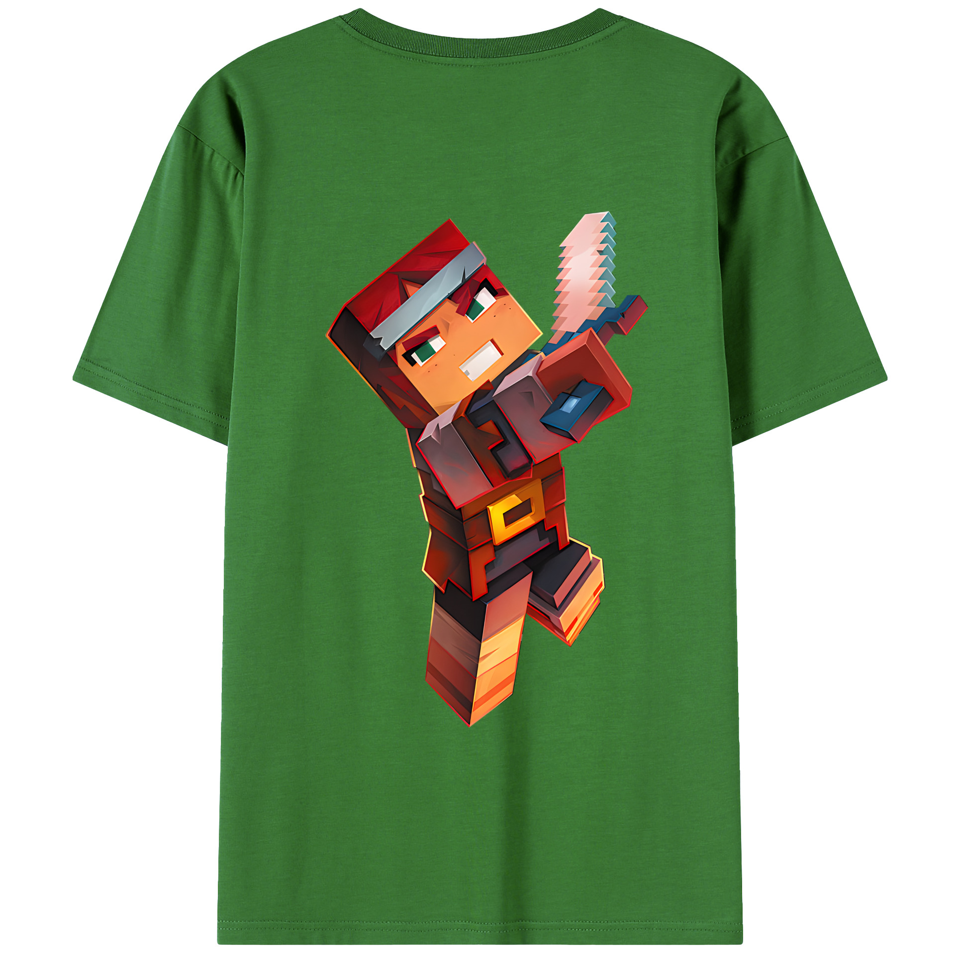 （画像用） マインクラフト ブロックの世界 Minecraft MC Block world レディース半袖Tシャツ(バックプリント)